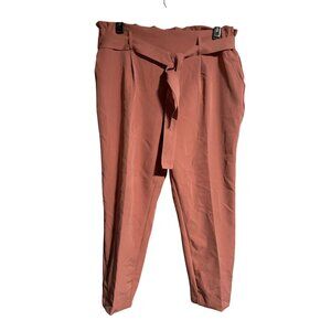 C By One Womens Pink Paperbag Tie Waist Pants Size XL Casual Career Lightweight